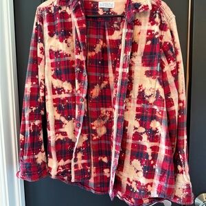 Eddie Bauer Red and Cream Plaid Button Down Shirt